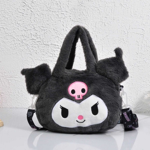 Geanta Kuromi Pufos Fete, Model Cute, cu Bretea Reglabila, 25x20 cm