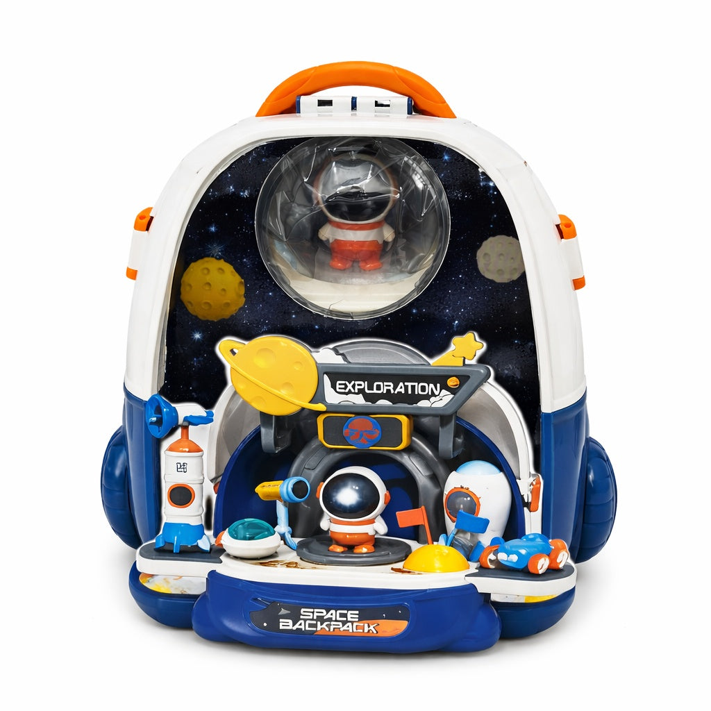 Ghiozdan jucarie 2 in 1 Space Exploration cu accesorii, rucsac copii + set joaca spatial