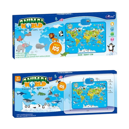 Harta interactivă puzzle din plastic cu touchscreen, muzică și întrebări, 56x41 cm