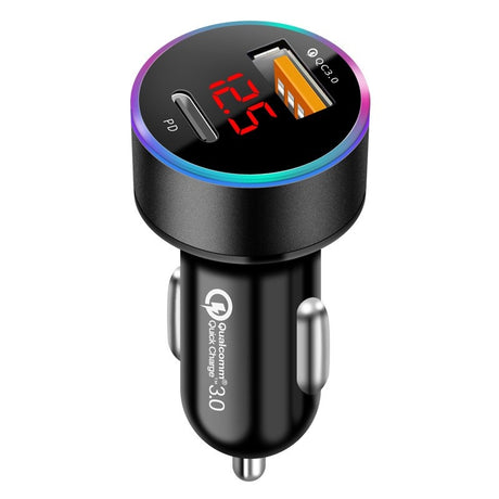 Incarcator Auto 2 in 1, , Port USB Fast Charge QC3.0 si Type C, PD 20W, Negru