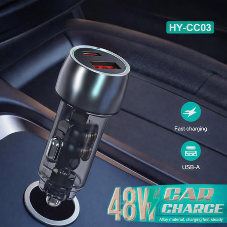 Incarcator auto Hongyu HY-CC03 48W cu 2 porturi USB fast charge, Negru