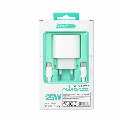 Încărcător priză Hongyu 25W Fast Charger cu cablu USB-C, încărcare rapidă