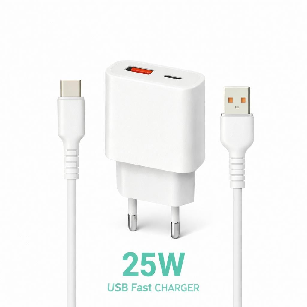 Încărcător priză Hongyu 25W Fast Charger cu cablu USB-C, încărcare rapidă