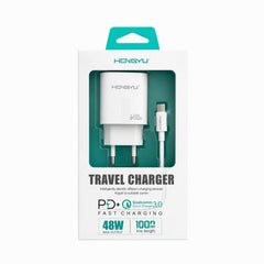 Încărcător Rapid 48W USB-C și USB-A cu Quick Charge și Power Delivery – Cablu Inclus