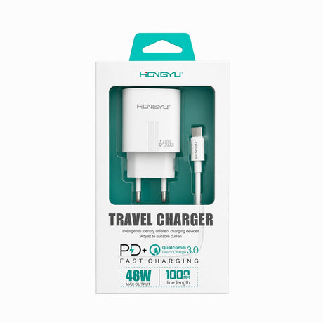 Încărcător Rapid 48W USB-C și USB-A cu Quick Charge și Power Delivery – Cablu Inclus