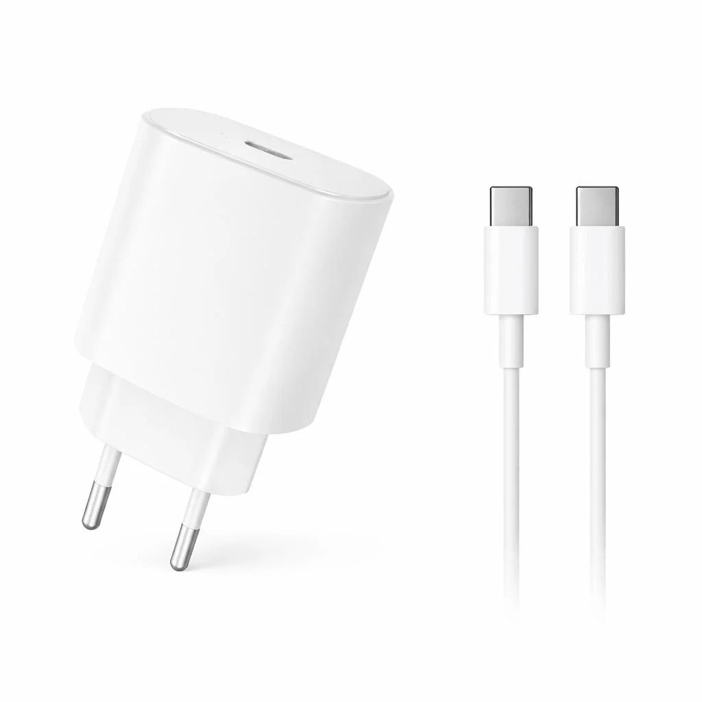 Încărcător rapid Hongyu 25W PD cu cablu USB-C la USB-C, model HY-JC03, alb