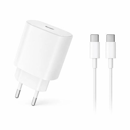 Încărcător rapid Hongyu 25W PD cu cablu USB-C la USB-C, model HY-JC03, alb