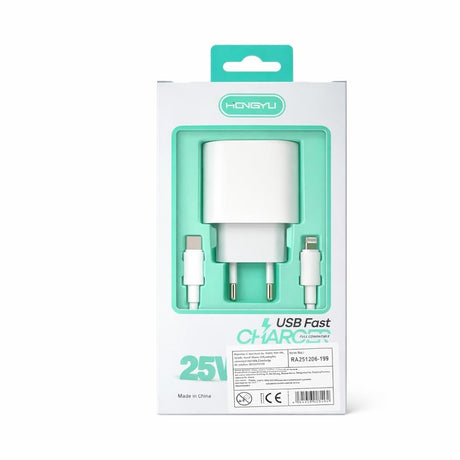 Încărcător rapid Hongyu 25W USB-C cu cablu Lightning, alb
