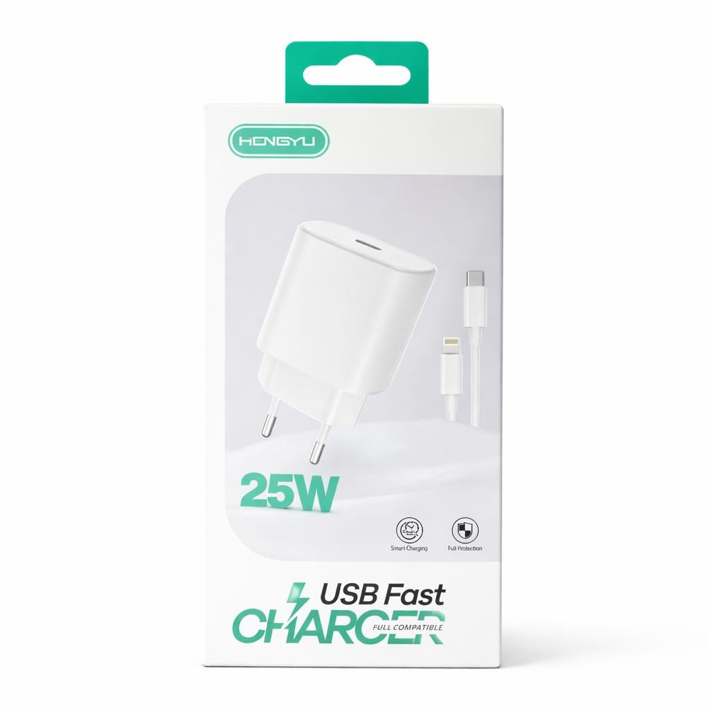 Încărcător rapid Hongyu 25W USB-C cu cablu Lightning, alb