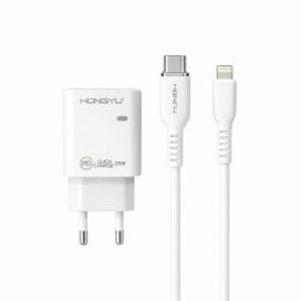 Încărcător rapid Hongyu 25W USB-C cu cablu Lightning, alb