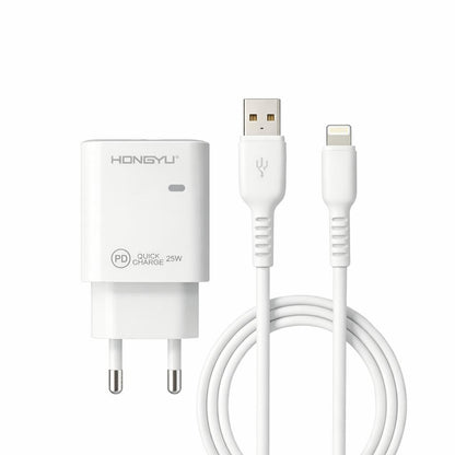 Încărcător rețea Hongyu HY-JC03 25W PD Fast Charge cu port USB + USB-C și cablu Lightning