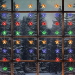 Instalatie perdea 3m lungime x 1m inaltime, 80 LED-uri in forma de steluta, multicolora, interconectabila,