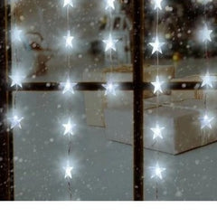 Instalatie perdea 3m lungime x 1m inaltime, 80 LED-uri in forma de steluta, alba, interconectabila,