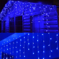 Instalatie perdea ploaie 8m lungime x 1m inaltime, 320 LED-uri, albastra, interconectabila,