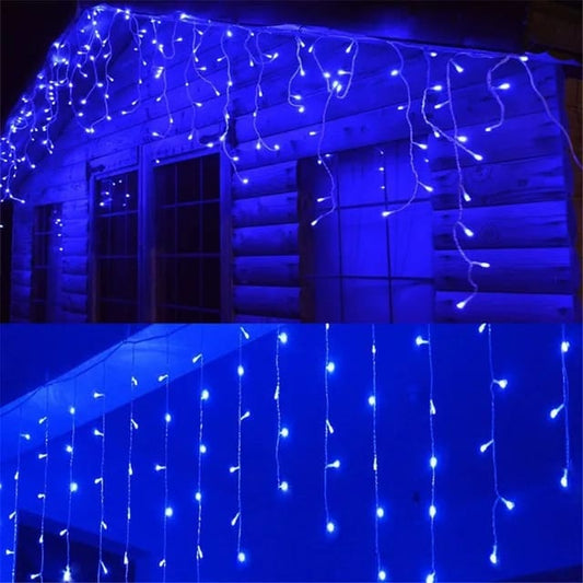 Instalatie perdea ploaie 8m lungime x 1m inaltime, 320 LED-uri, albastra, interconectabila,