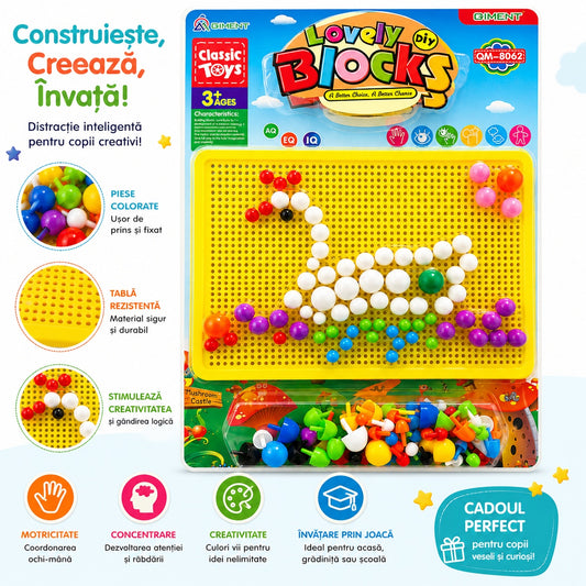 Joc Educativ Copii cu Pioni Colorati – Model Lebădă și Tablă Galbenă