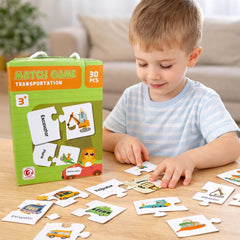 Joc educativ copii puzzle Match Game transport, asociere imagini, 30 piese