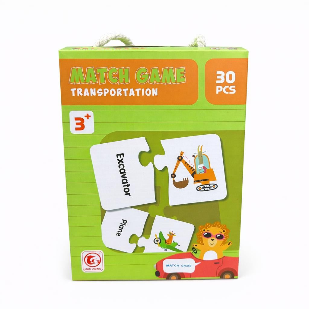 Joc educativ copii puzzle Match Game transport, asociere imagini, 30 piese