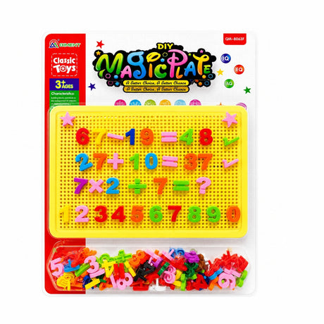 Joc Educativ pentru Copii cu Cifre și Tablă cu Pioni Galbenă – Set Interactiv de Matematică