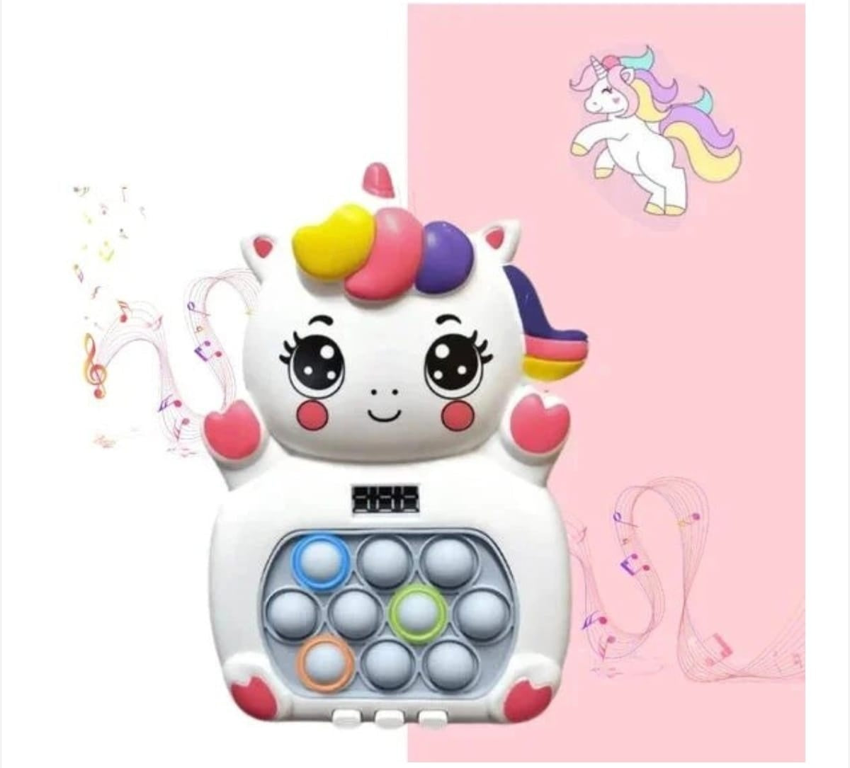 Joc interactiv pop it unicorn cu lumini si sunete, consola copii