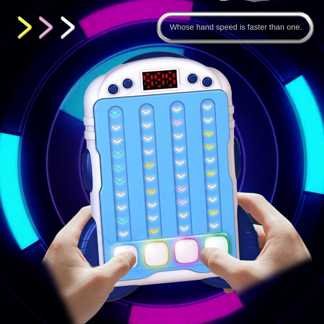 Joc Interactiv Rhythm Lumini Sunete , Jucarie Reflexe Rapide Afisaj Digital Alb Albastru