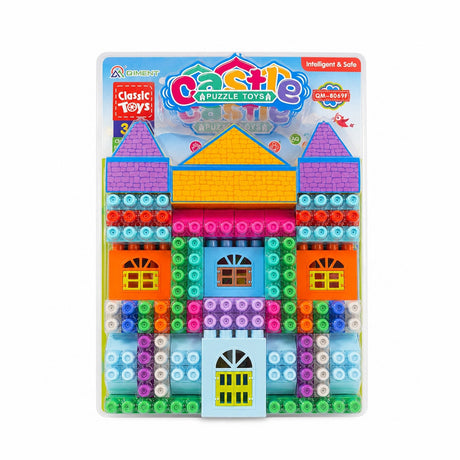 Joc Puzzle de Construcție pentru Copii, model castel – Set Educațional Colorat cu Piese Creative