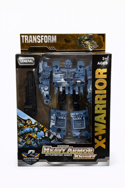 Jucarie 2 in 1 tanc transformabil in robot, model albastru, 22.5 cm, cu accesorii