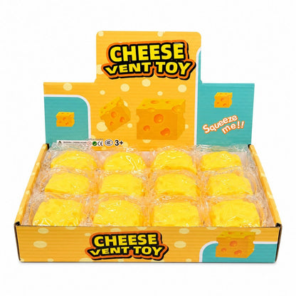 Jucărie Antistres Brânză din Silicon 5x5x5cm – Cheese Vent Toy, Squishy Moale, Elastic și Relaxant pentru Copii