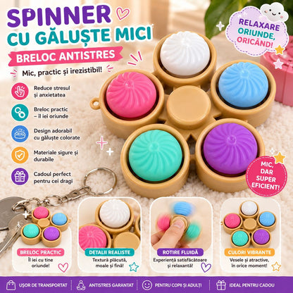 Jucărie Antistres Breloc Spinner cu 5 Butoane Dumpling pentru Relaxare și Concentrare
