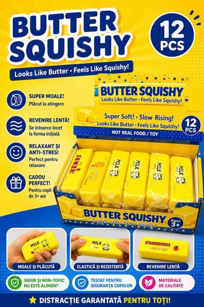 Jucarie antistres Butter Squishy 13cm, model Cheese Stick, slow rising