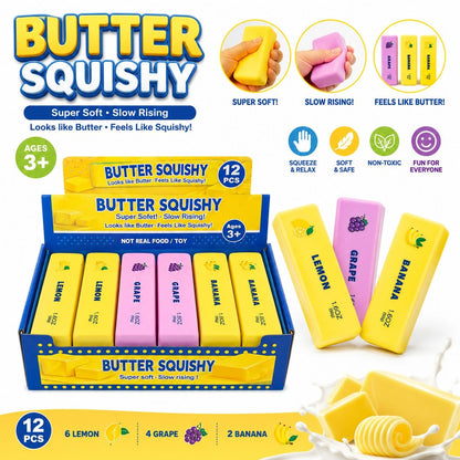 Jucărie Antistres Butter Squishy Aromat , 13cm– Squishy în Formă de Unt, Slow Rising, Diverse Arome