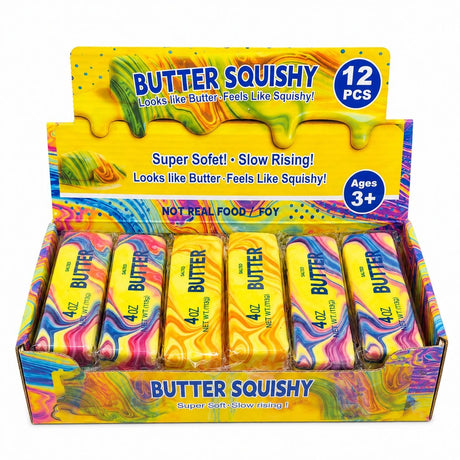 Jucărie Antistres Butter Squishy Curcubeu 13cm – Squishy în Formă de Pachet de Unt, Super Moale, Slow Rising