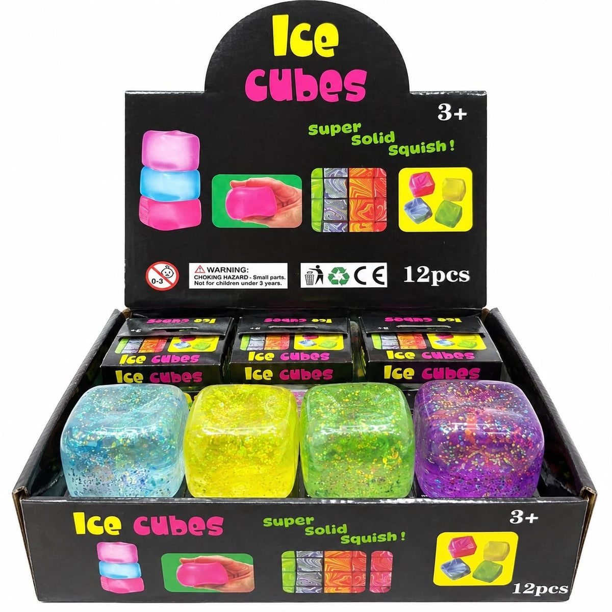 Jucărie Antistres Cub Squishy cu Sclipici, Model Aleatoriu, Elastică și Moale, Cub Colorat pentru Copii