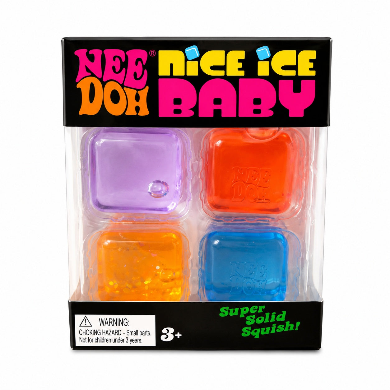 Jucarie antistres cub transparent, 4 bucati, textura moale, culori mixte, super squish 3+