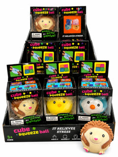 Jucarie antistres Cube Squeeze Ball, modele simpatice, textura moale, super squish, 3+