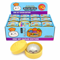 Jucărie Antistres Dumpling cu Sclipici si bile de gel 5.5 cm – Mini Squishy Glitter în Cutie