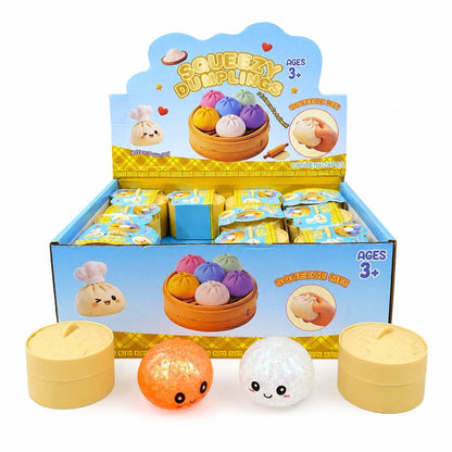 Jucarie antistres Dumpling Squishy 6cm, moale si elastica, culori aleatorii