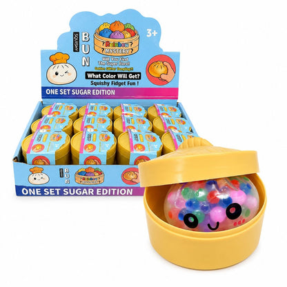 Jucărie Antistres Mini Squishy Dumpling cu Bile Gel si Lumini 5cm – Squishy Moale în Formă de Gălușcă,