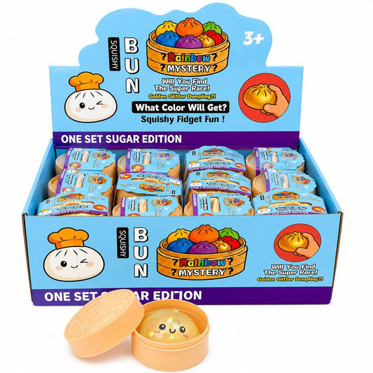 Jucărie Antistres Mini Squishy Dumpling Mystery Cu Sclipici 5,5cm – Gălușcă Squishy Surpriză, Super Moale