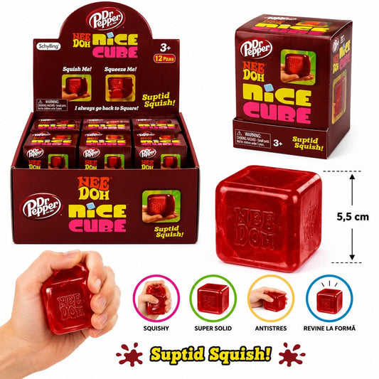 Jucărie Antistres NeeDoh Nice Cube Roșu – Cub Squishy