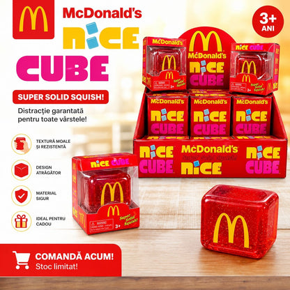 Jucărie Antistres NeeDoh Nice Cube Roșu cu Galben – Cub Squishy Elastic pentru Relaxare și Distracție