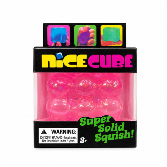 Jucărie Antistres Nice Cube Bubble cu Sclipici 5cm – Cub Squishy Elastic, Glitter Strălucitor