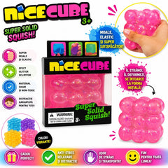 Jucărie Antistres Nice Cube Bubble cu Sclipici 5cm – Cub Squishy Elastic, Glitter Strălucitor
