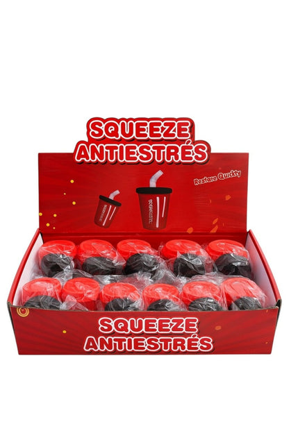 Jucarie Antistres Pahar Bautura Racoritoare , Squeeze Rosu Moale Restore Quickly Gniotek