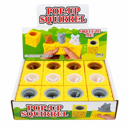 Jucărie Antistres Pop-Up Șoricel în Cașcaval 5cm– Squishy Squeeze Toy pentru Copii