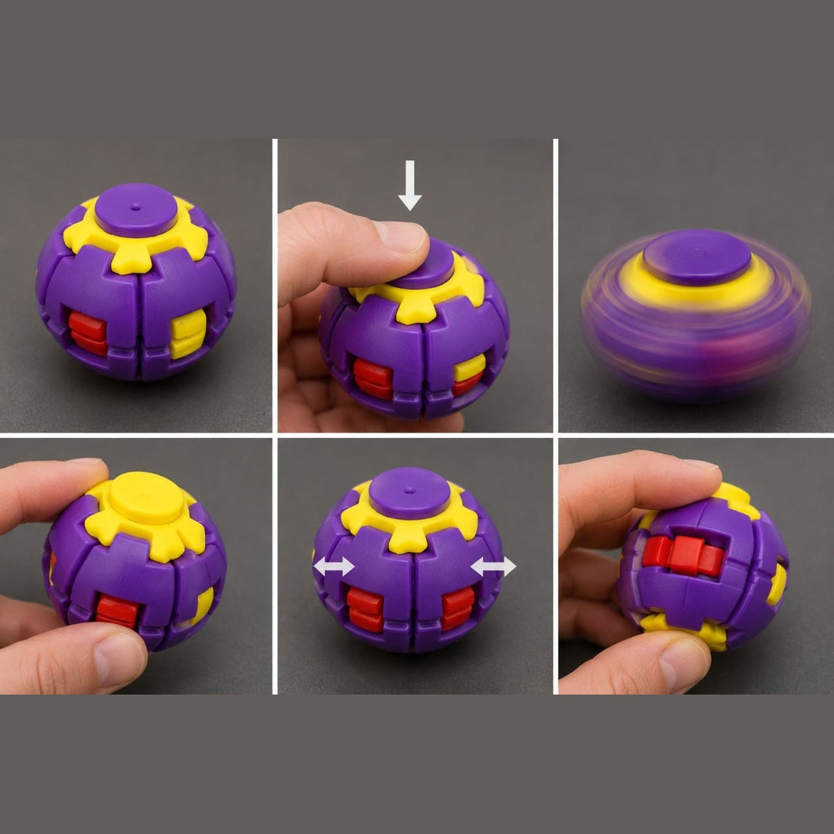 Jucărie Antistres Press Spin Top – Minge Fidget Rotativă pentru Relaxare, Focus și Dexteritate