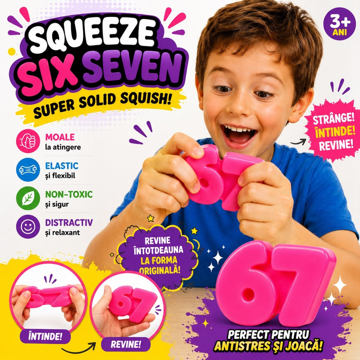 Jucărie Antistres Squishy 67, Elastică și Flexibilă, Culoare Aleatorie, pentru Copii și Adulți