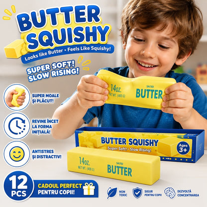 Jucărie Antistres Squishy Butter 24 cm – Burete Senzorial Slow Rising, Super Moale, Model Unt