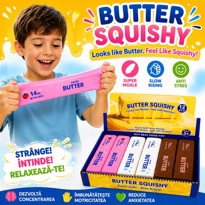 Jucărie Antistres Squishy Butter Colorat , 23cm Super Moale, Elastică, Model Aleatoriu