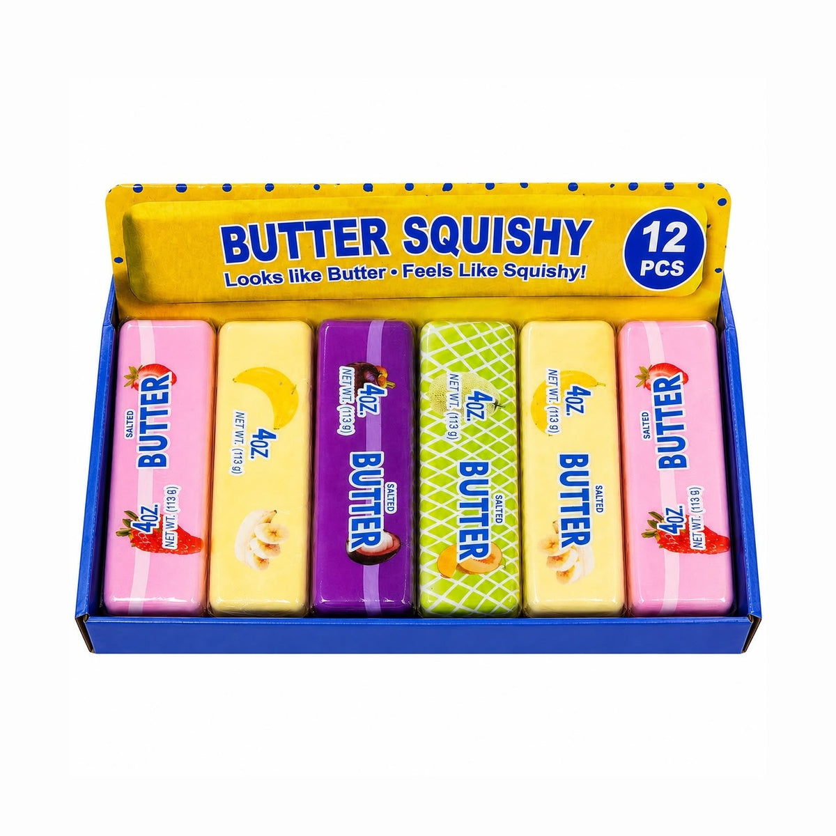 Jucărie Antistres Squishy Butter cu Fructe, 13 cm, Moale și Elastică, Model Aleatoriu